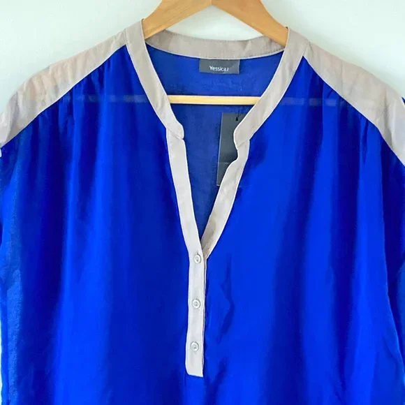C&A Yessica BNWT UK Cobalt Blue Sheer Blouse Size 18 - Picture 5 of 12